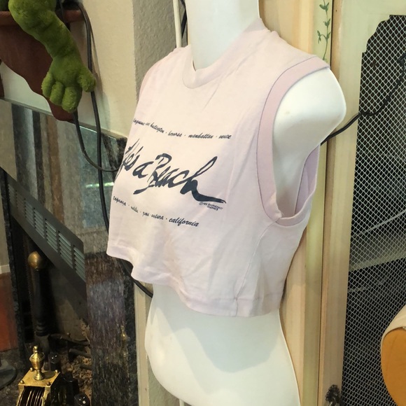 Crop Top T Shirt “Life’s a Beach” size Small Lavender with Black Lettering - Picture 2 of 4